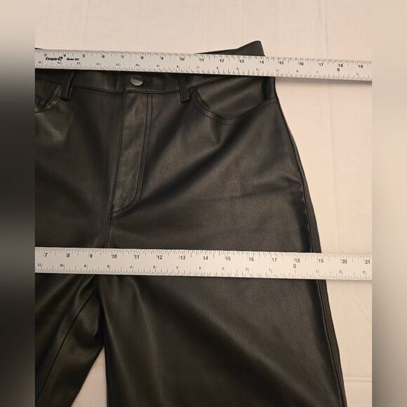 Mango Leather-effect Straight Black Pants Size 6 - Picture 5 of 14